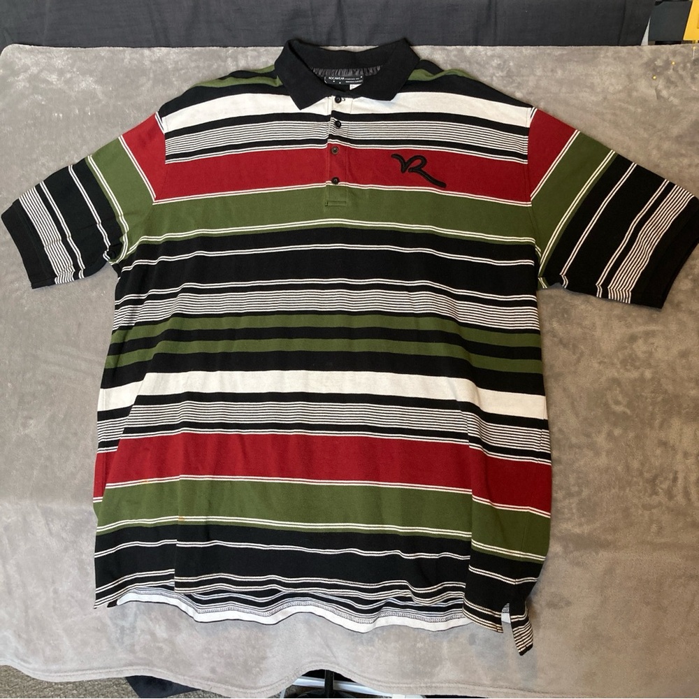 Rocawear 100% Cotton Multicolor Striped Polo Shirt